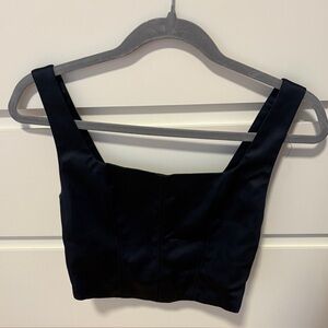 Women's Black Square-Neck Crop Top